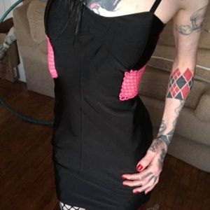 Women's black fishnet club dress, sz SM